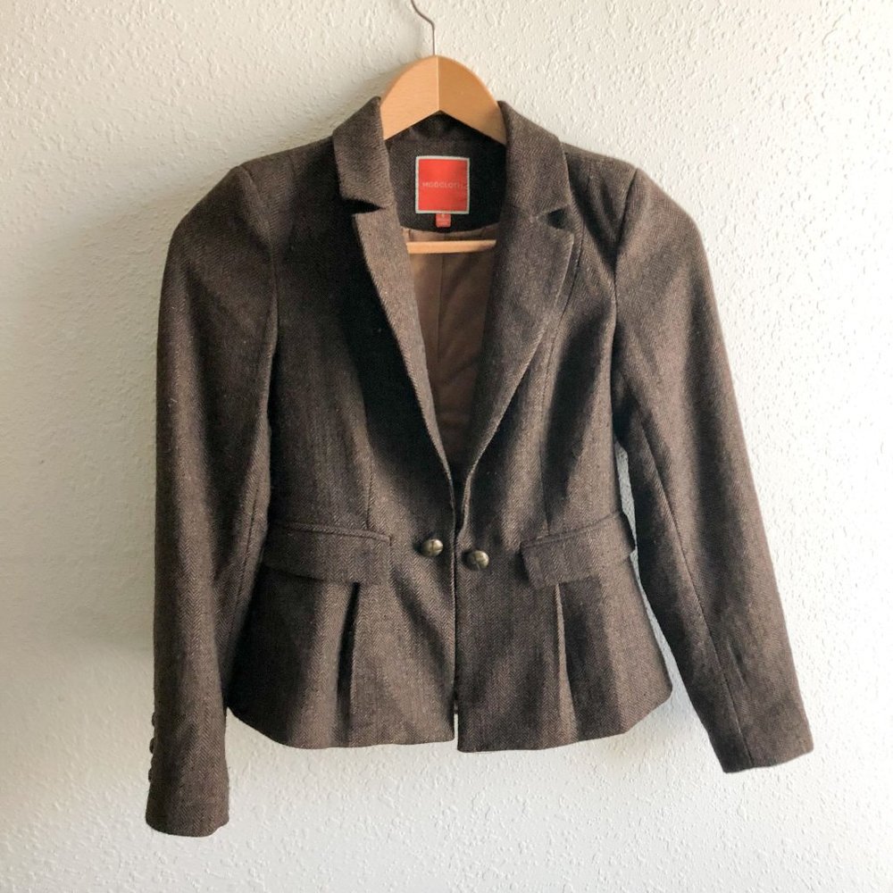 Modcloth Brown Tailored Wool-Blend Blazer